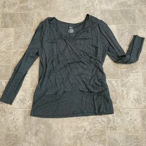 Long sleeve cross over top